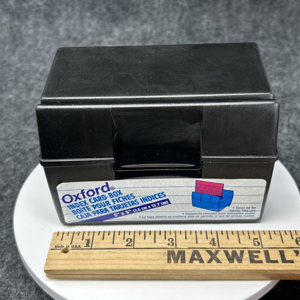 Vintage Oxford 3x5 Index Card Box Bundle Poly A-Z Dividers Black Plastic 1996 - Picture 2 of 10